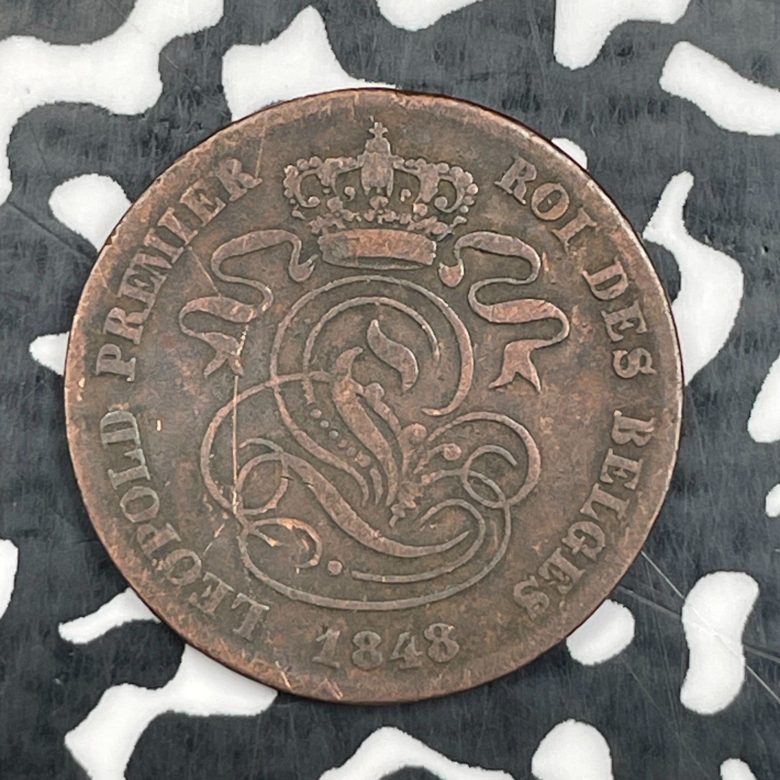 1848 Belgium 2 Centimes Lot#N2155 Low Mintage