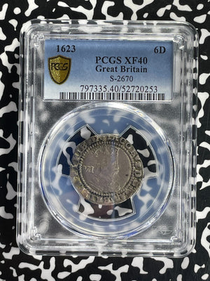 1623 G.B. James I 6 Pence Sixpence PCGS XF40 Lot#G946 Silver! S-2670