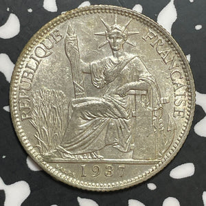 1937 French Indo-China 20 Centimes Lot#T1145 Silver! Nice!