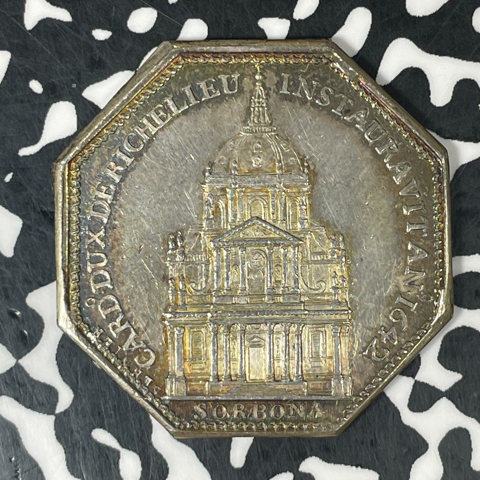 "1642" (c.1750s) France Robert De Sorbonne Jeton Lot#JM0526 Silver! Obv. Scratch