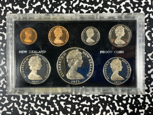 1971 New Zealand 7x Coin Proof Set Lot#B2608 With Original Case