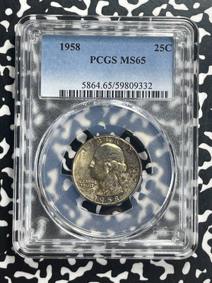 1958 U.S. 25 Cents Washington Quarter PCGS MS65 Lot#G653 Silver! Gem BU!