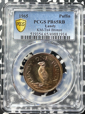 1965 Lundy 1 Puffin PCGS PR65RB Lot#G8686 Gem BU! KM#Tn4