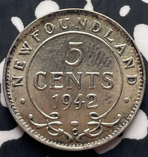 1942-C Newfoundland 5 Cents Lot#T8893 Silver! Nice!