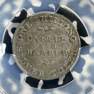 1811 G.B. Yorkshire Cattle & Barber 1 Shilling Token PCGS MS62 Lot#G764 Silver!