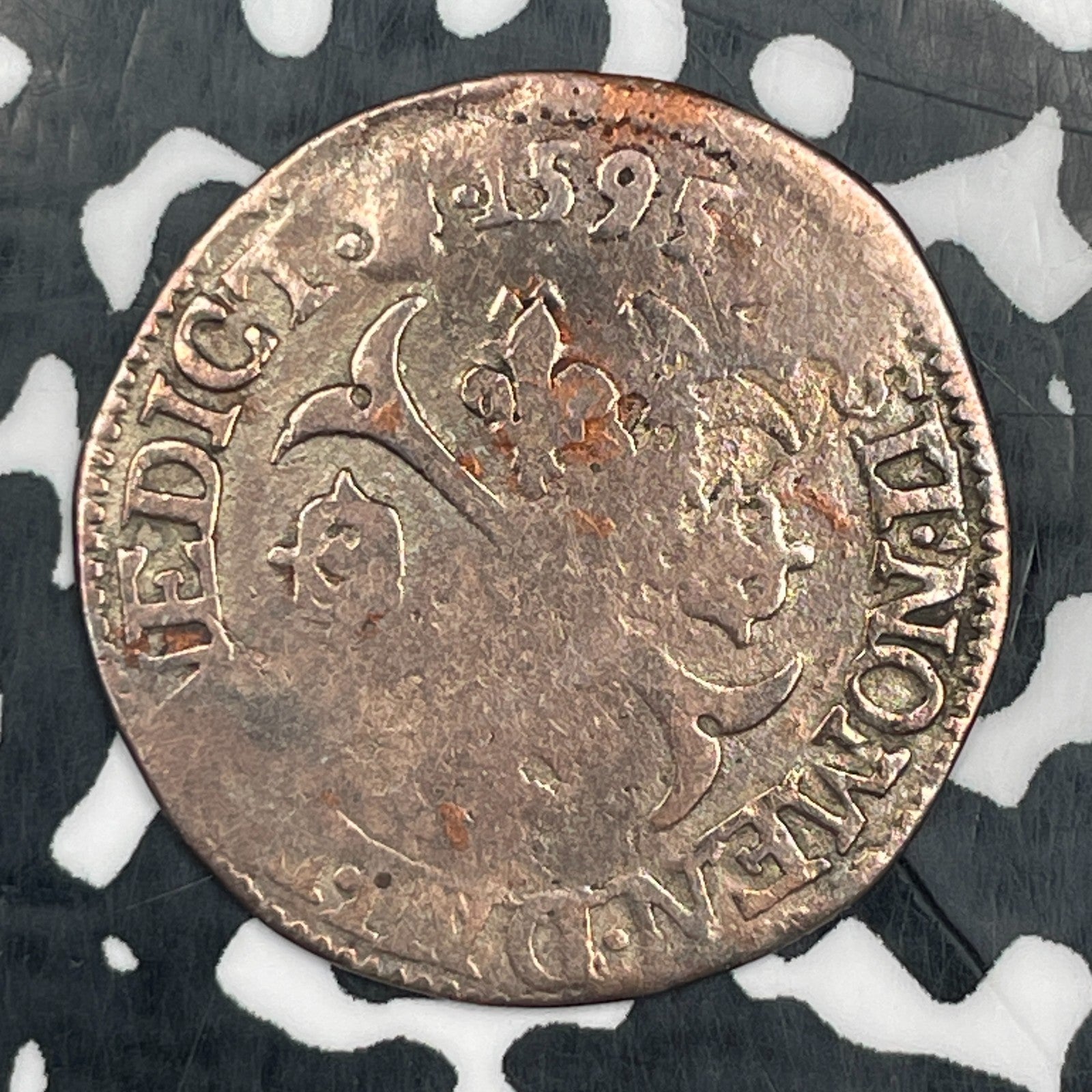 1595-H France Henri IV Douzain Lot#N3181 Silver! Old Cleaning