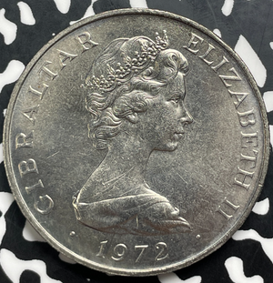 1972 Gibraltar 25 Pence Lot#T9743 High Grade! Beautiful!
