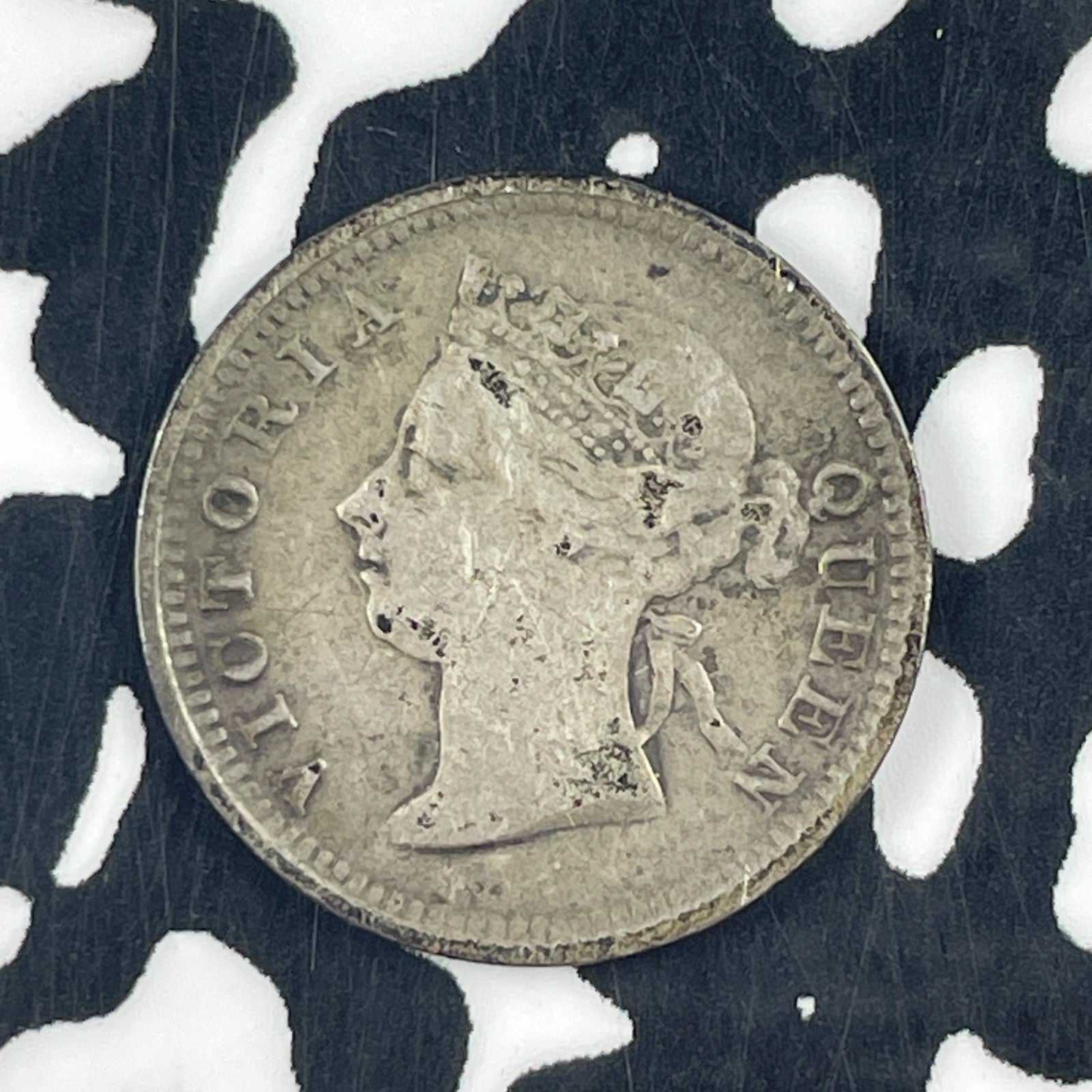 1892 Hong Kong 5 Cents Lot#F2182 Silver!