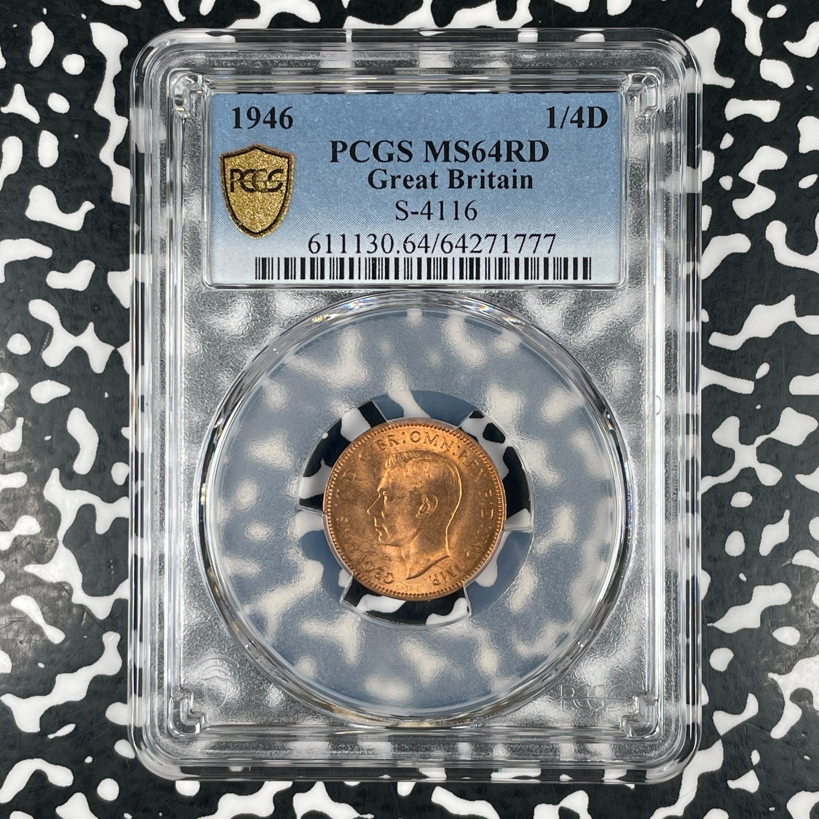 1946 Great Britain Farthing PCGS MS64RD Lot#G4097 Gem BU! S-4116