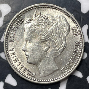 1900 Curacao 1/4 Gulden Lot#JM8228 Silver! High Grade! Beautiful!