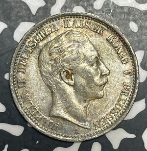 1907-A Germany Prussia 2 Mark Lot#T6371 Silver! Nice!