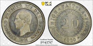 1861 Belgium 20 Centimes Pattern PCGS SP63 Lot#G9312 Solo Top Graded! Dup-848