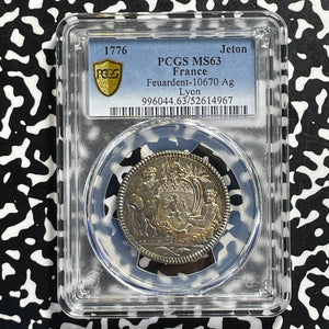 1776 France Lyon Mathieu Rast Jeton PCGS MS63 Lot#G1007 Silver! Feuardent-10670