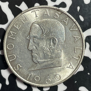 1960 Finland 1000 Markkaa Lot#T1521 Silver! High Grade! Beautiful!