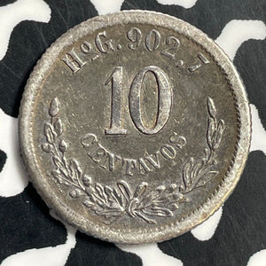 1892-Ho G Mexico 10 Centavos Lot#T0914 Silver! Scarce!