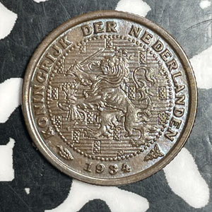 1934 Netherlands 1/2 Cent Half Cent Lot#T3252 High Grade! Beautiful!