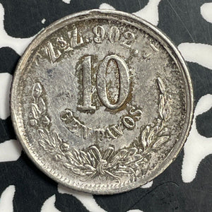 1891-Zs Z Mexico 10 Centavos Lot#T0816 Silver! High Grade! Beautiful!