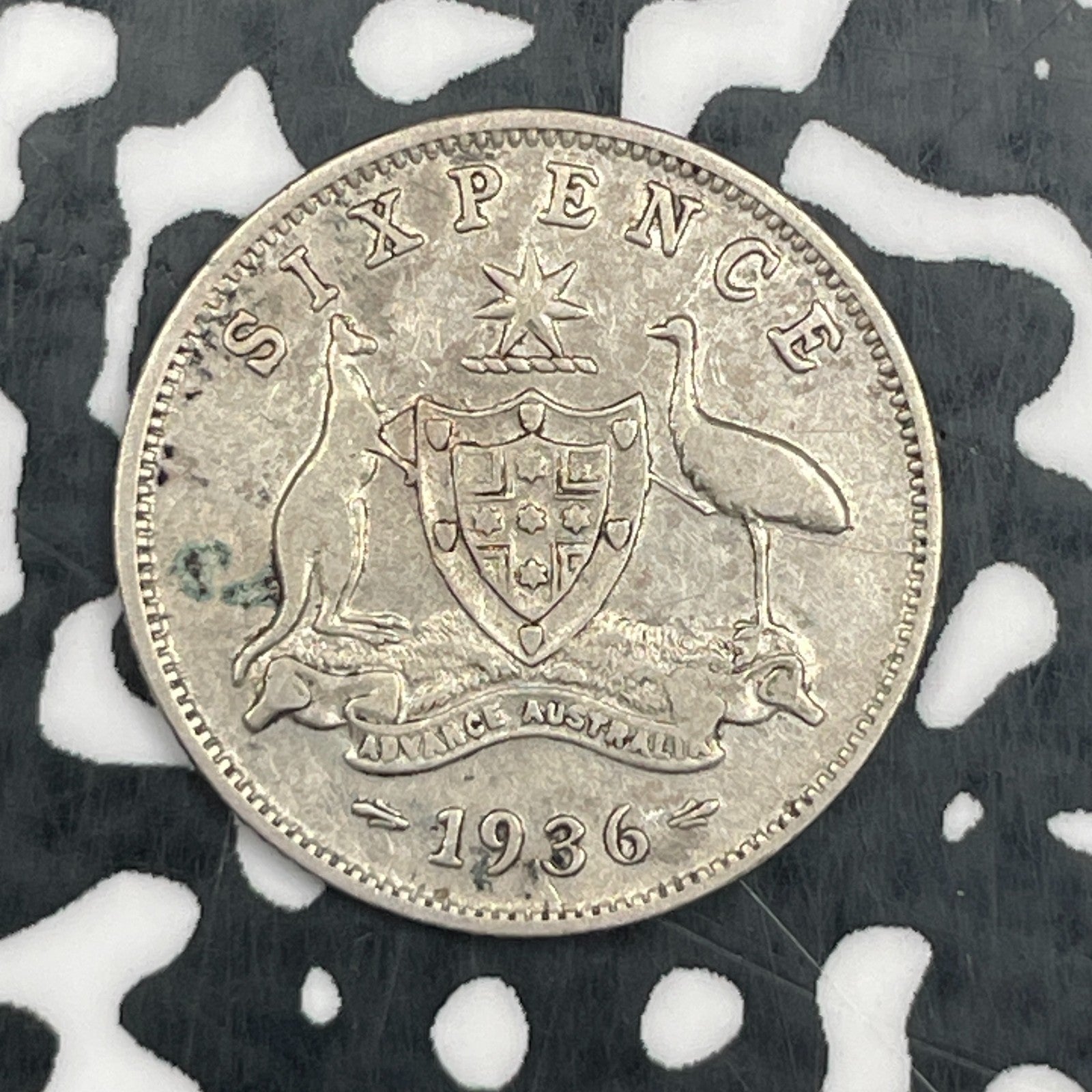 1936 Australia 6 Pence Sixpence Lot#N2131 Silver!