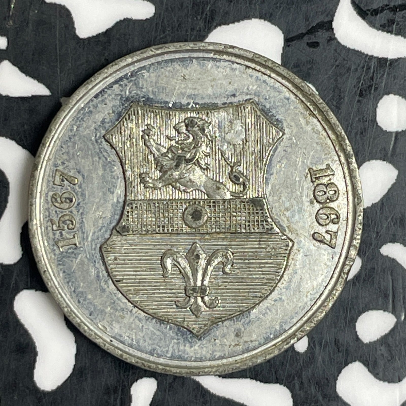 1867 Germany Hesse-Darmstadt 300th Ann. Royal Residence Medalet Lot#C8934 21mm