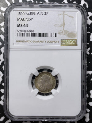 1899 G.B. Maundy 3 Pence Threepence NGC MS64 Lot#G7535 Silver! Choice UNC!