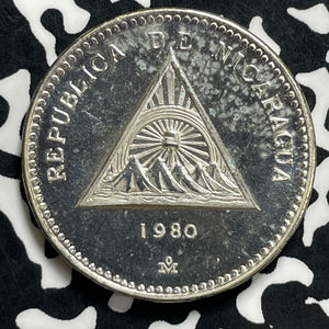 1980 Nicaragua 500 Cordobas Lot#JM9992 Silver! Proof! KM#47