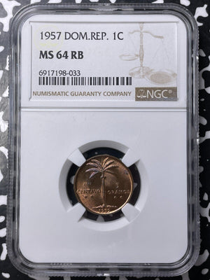 1957 Dominican Republic 1 Centavo NGC MS64RB Lot#G9492 Choice UNC!