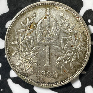 1899 Austria 1 Corona Lot#E4867 Silver! High Grade! Beautiful!