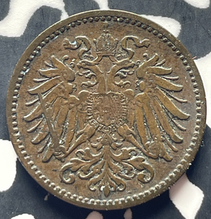 1898 Austria 1 Heller Lot#T8906 Better Date