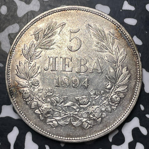 1894 Bulgaria 5 Leva Lot#JM8305 Large Silver! Nice!