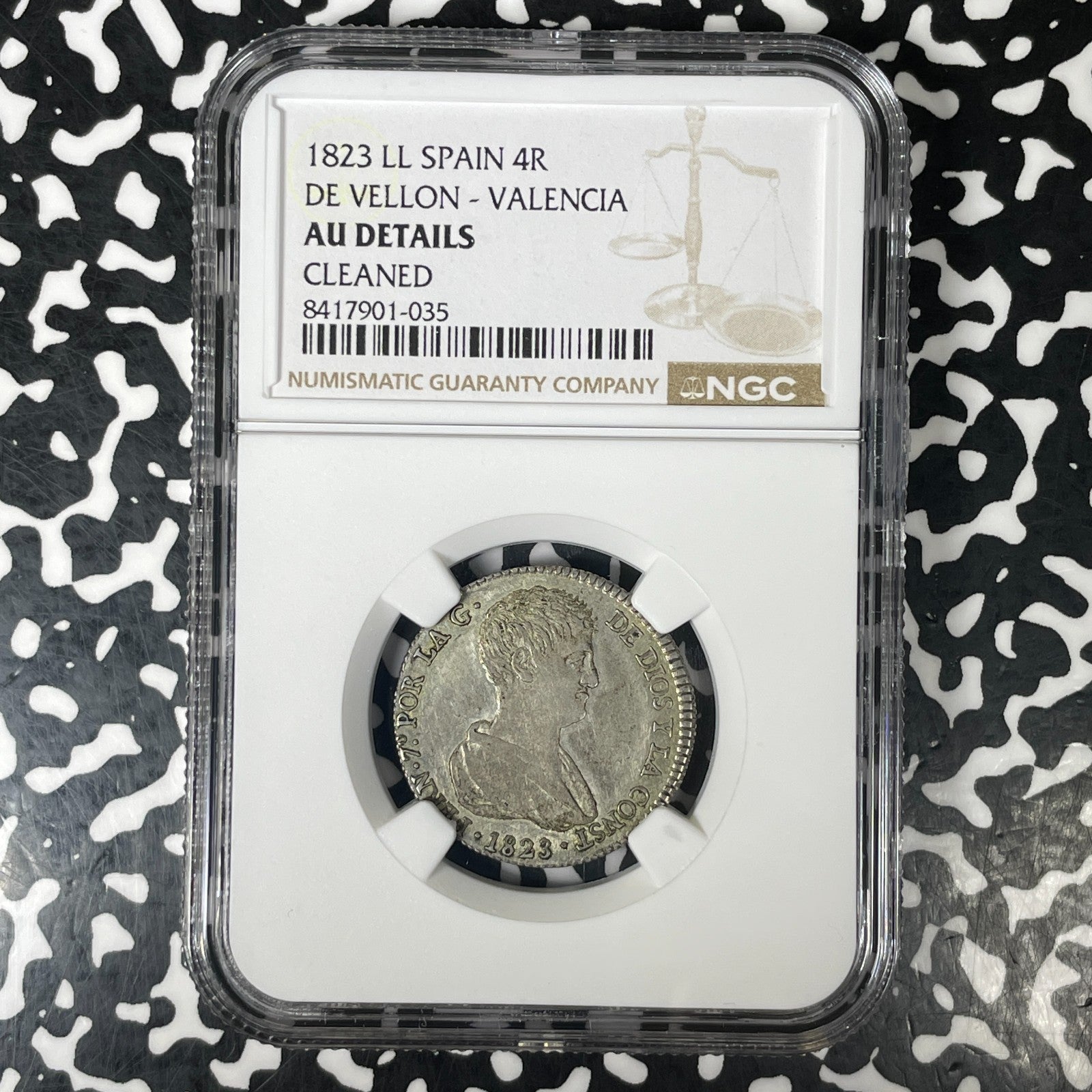 1823-LL Spain Valencia 4 Reales NGC Cleaned-AU Details Lot#G1490 Silver!