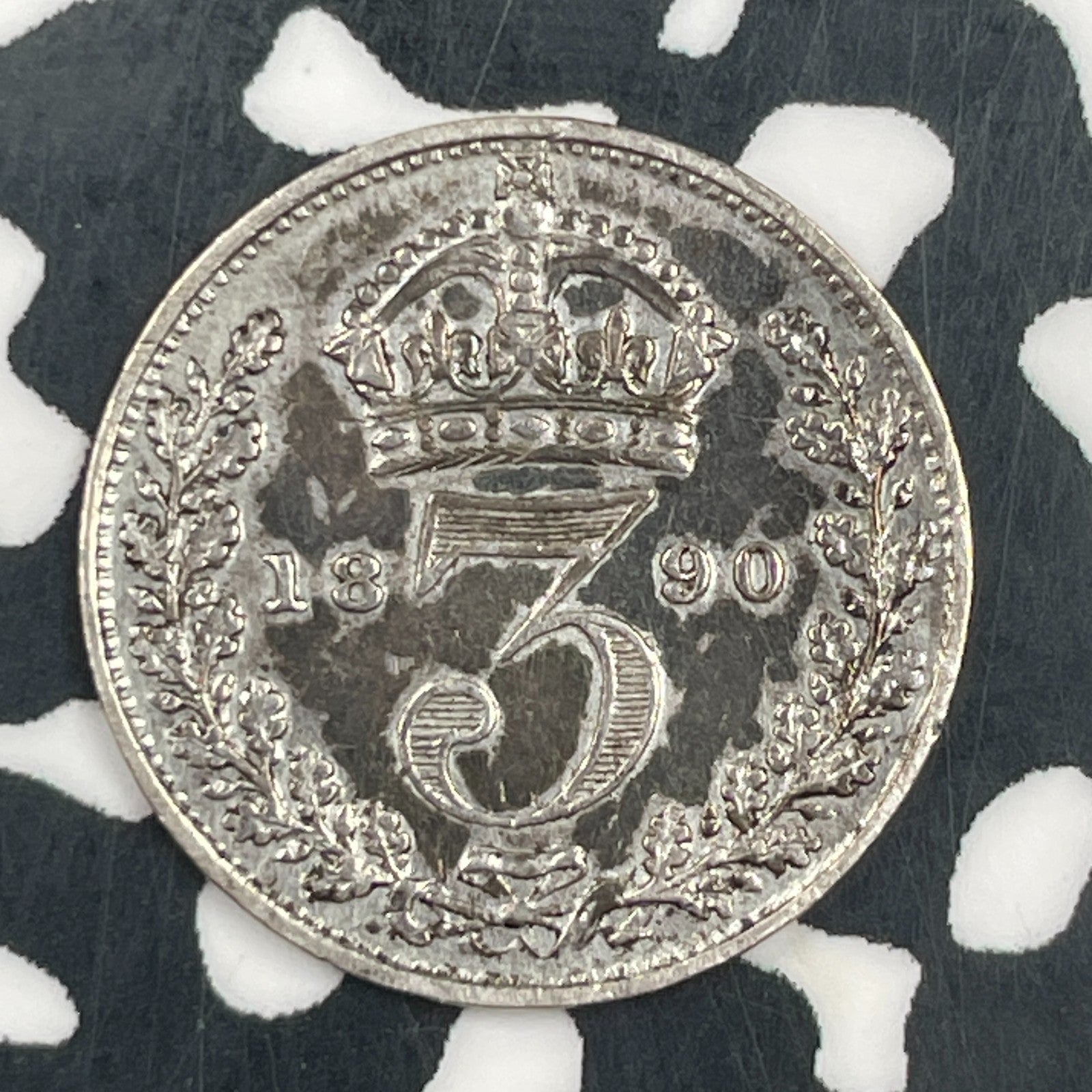 1890 Great Britain 3 Pence Threepence Lot#F5654 Silver!