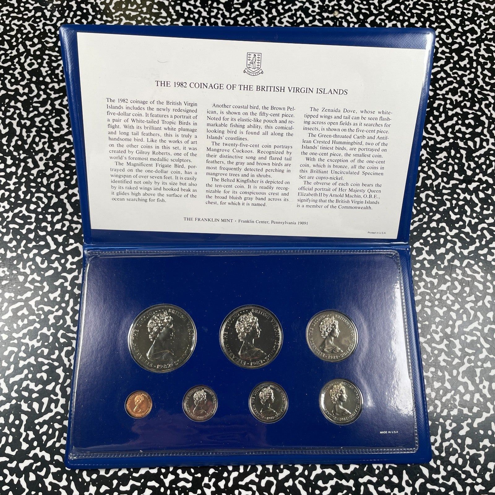1982 British Virgin Islands 7x Coin Specimen Set Lot#B3549 With Case & C.O.A.