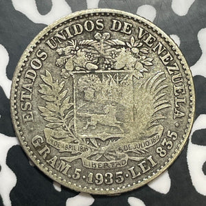 1935 Venezuela 1 Bolivar Lot#E7292 Silver!