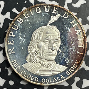 1971 Haiti 10 Gourdes Lot#T0235 Large Silver Coin! Proof! Red Cloud Oglala Sioux