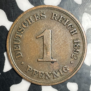 1892-F Germany 1 Pfennig Lot#T3427 Better Date