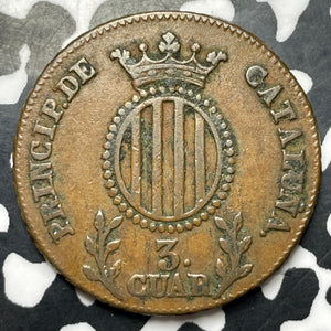 1837 Spain Catalonia 3 Quartos Lot#MK331