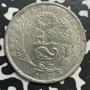 1927 Peru 1/2 Sol Half Sol Lot#T1726 Silver!
