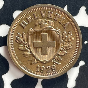 1929 Switzerland 1 Rappen Lot#T7986 High Grade! Beautiful!