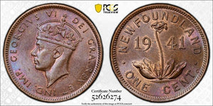 1941-C Newfoundland Small Cent PCGS MS63BN Lot#G1002 Beautiful Toning!