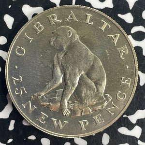 1971 Gibraltar 25 Pence Lot#T8506 Large Silver Coin! Proof! KM#5A