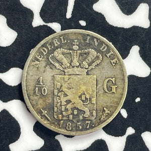 1857 Netherlands East Indies 1/10 Gulden Lot#T9205 Silver!