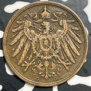 1904-G Germany 2 Pfennig Lot#E9048 Better Date