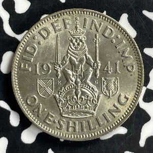 1941 Great Britain 1 Shilling Lot#T6800 Silver! High Grade! Beautiful!