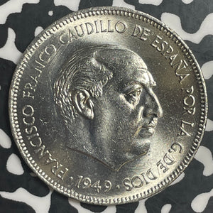 1949(49) Spain 5 Pesetas Lot#T3647 High Grade! Beautiful!