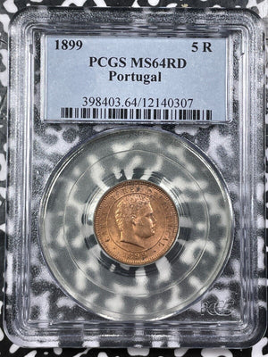 1899 Portugal 5 Reis PCGS MS64RD Lot#G7008 Choice UNC!