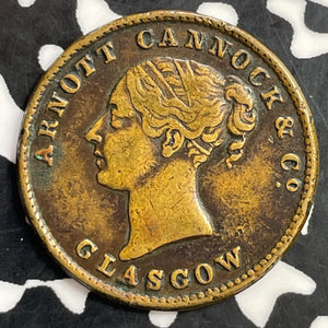 U/D Scotland Glasgow Arnott Cannock & CO. Unofficial Farthing Token Lot#E9988