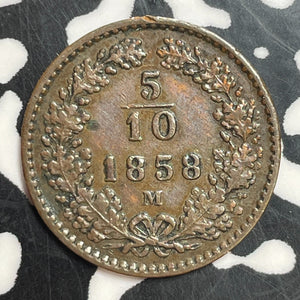 1858-M Austria 5/10 Kreuzer Lot#T2381 Nice!