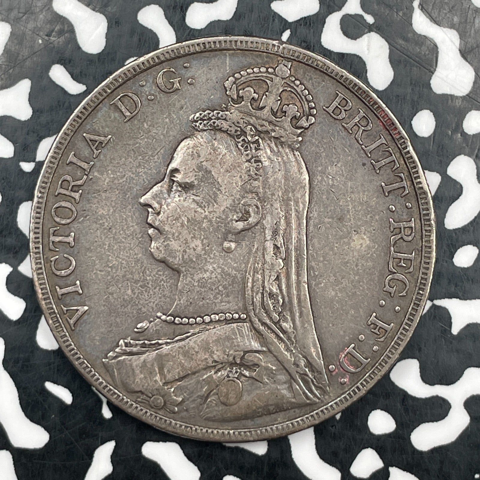 1891 Great Britain Victoria 1 Crown Lot#JM1816 Large Silver!