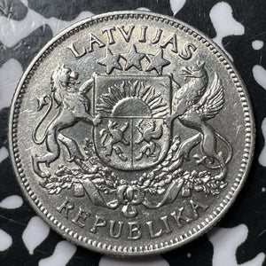 1925 Latvia 2 Lati Lot#D7962 Silver! Nice!