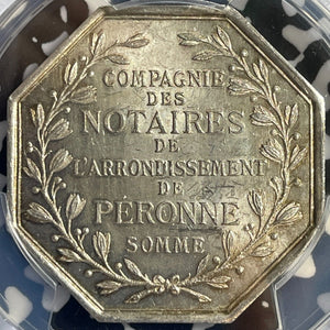 "1858" France Peronne Notaries Jeton PCGS MS63 Lot#G7744 Silver! Choice UNC!